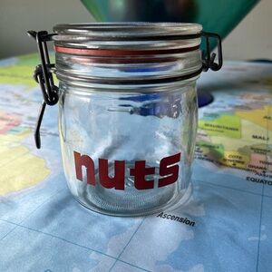 Glass Jar with Red 'Nuts' Print